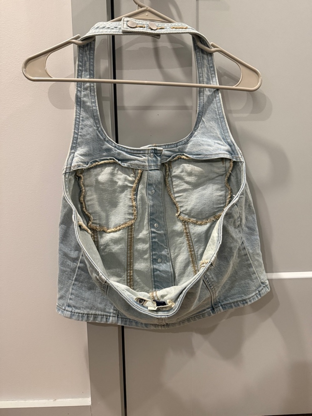 Universal Thread Light Wash Denim Button-Front Tank Top - Picture 2 of 3